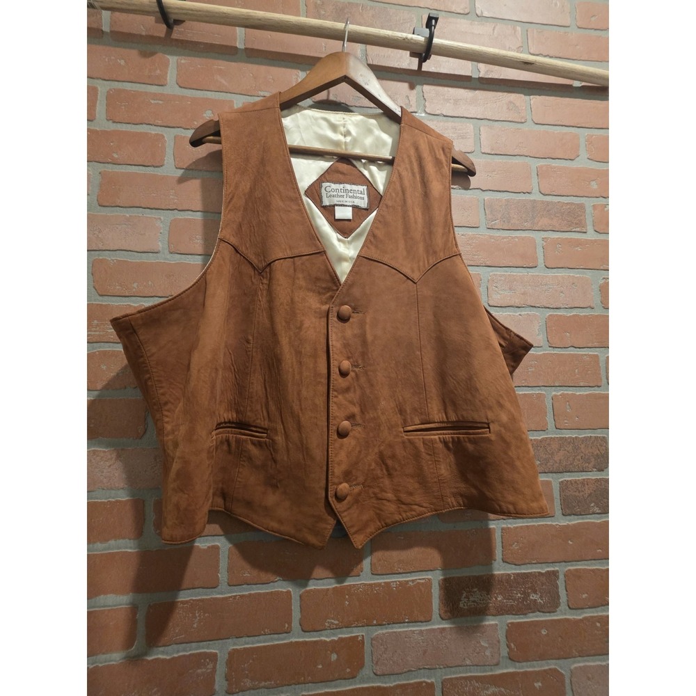 Continental Leather Fashions Vest Size 50  Made In The USA Leather Lamb Sku 82 - Picture 3 of 9